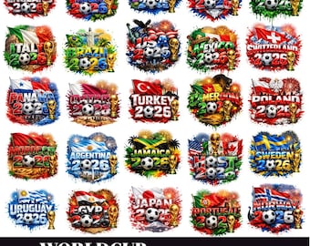 World Cup 2026 Football PNG Bundle – Cultural Typography Graphics (Digital Download)