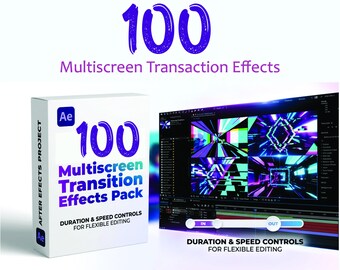 Más de 100 transiciones multipantalla en After Effects / Controles de velocidad personalizables, 12 categorías / Descarga digital instantánea sin necesidad de complementos
