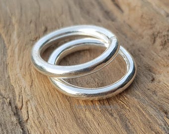 Dikke sterlingzilveren bandringen | Minimalistische uniseks boho-sieradenset