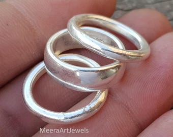 Set di anelli a cupola in argento sterling 925 massiccio / Tripla fascia, gioielli boho