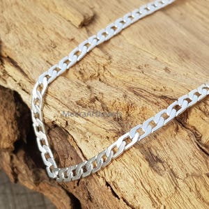 Collar de cadena de eslabones tipo curb de plata de ley, joyería para hombre y mujer.