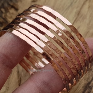 Hammered Pure Copper Bangle Set | Stacking Bangle | Dainty Statement Jewelry