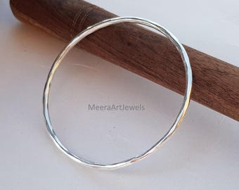 Hammered Sterling Silver Bangle, Minimalist Stackable Bracelet, Everyday Jewelry