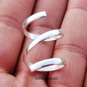 Handcrafted Sterling Silver Splint Ring | Arthritis Finger Support Ring | Spiral Design Jewelry
