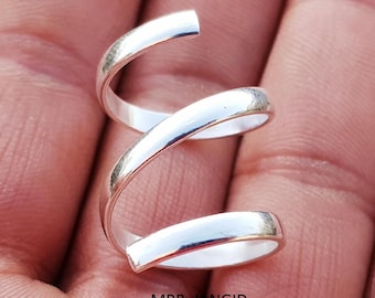 Handcrafted Sterling Silver Splint Ring | Arthritis Finger Support Ring | Spiral Design Jewelry