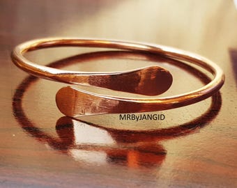 Handmade Solid Copper Wrap Bangle Bracelet | Adjustable Stacking Jewelry