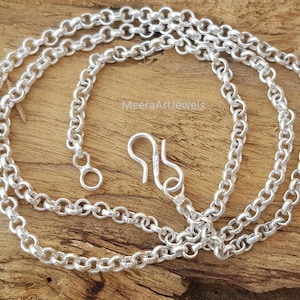 Rolo-kedjehalsband i sterlingsilver, bredd 3,5 mm, Belcher rund kabel, obearbetade smycken i bulk