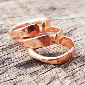 Handgjorda kopparringar i tå | Justerbar manschettrem