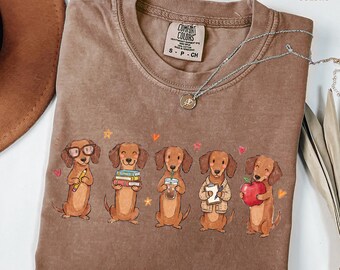 Comfort Colors® Dachshund Teacher Shirt Doxie Teacher Tee Wiener Dog School Graphic Back To School Teacher Appreciation Gift