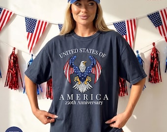 Comfort Colors® USA 250th Anniversary Shirt, Patriotic Graphic Tee, Vintage Style American Flag T-Shirt, 4th of July T-Shirt
