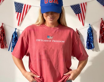 Comfort Colors® Minimalist 250 Years Of Freedom Shirt, USA Anniversary Shirt, Freedom Tee American 250 Merchandise, 4th of July Shirt