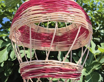 Montgolfière décorative en rotin – Décoration suspendue pour chambre bébé ou enfant – Fait main