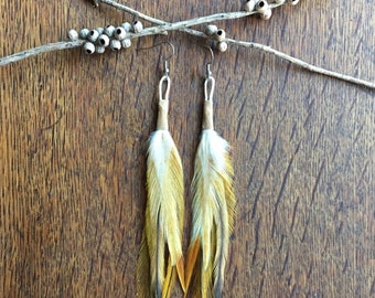 Gold Feather Earrings | Boho Feather Earrings | Bohemian Accessories| Gypsy Style, Boho Style, Bridal Jewellery, Wedding Jewelry Festival