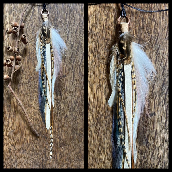 Real Feather Necklace, Feather Pendant Necklace, Feather Jewellery, Natural Feather Necklace with Leather, Boho Feather Jewelry