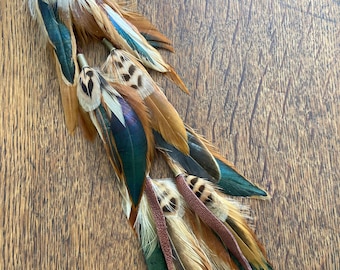 Long Feather Hair Clip: Rooster & Pheasant Feathers, Boho Hair Extension