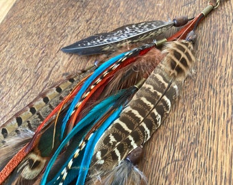 Tribal Feather Hair Extension Clip | Feather Hair Clip | Hair Feathers | Feather Hair Accessories, Burning Man Festival Wear Costume Cosplay