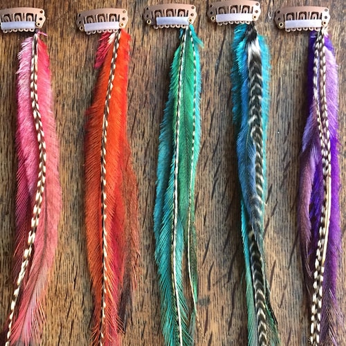 Feather Hair Extension Clipin Feathers Hair Feathers Etsy