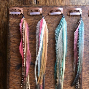 Feather Hair Extensions,Mermaid Hair Feathers in soft pastels,Hair Falls, Feather Extension Hair Clip, Feather Hair Clips, Hair Accessories