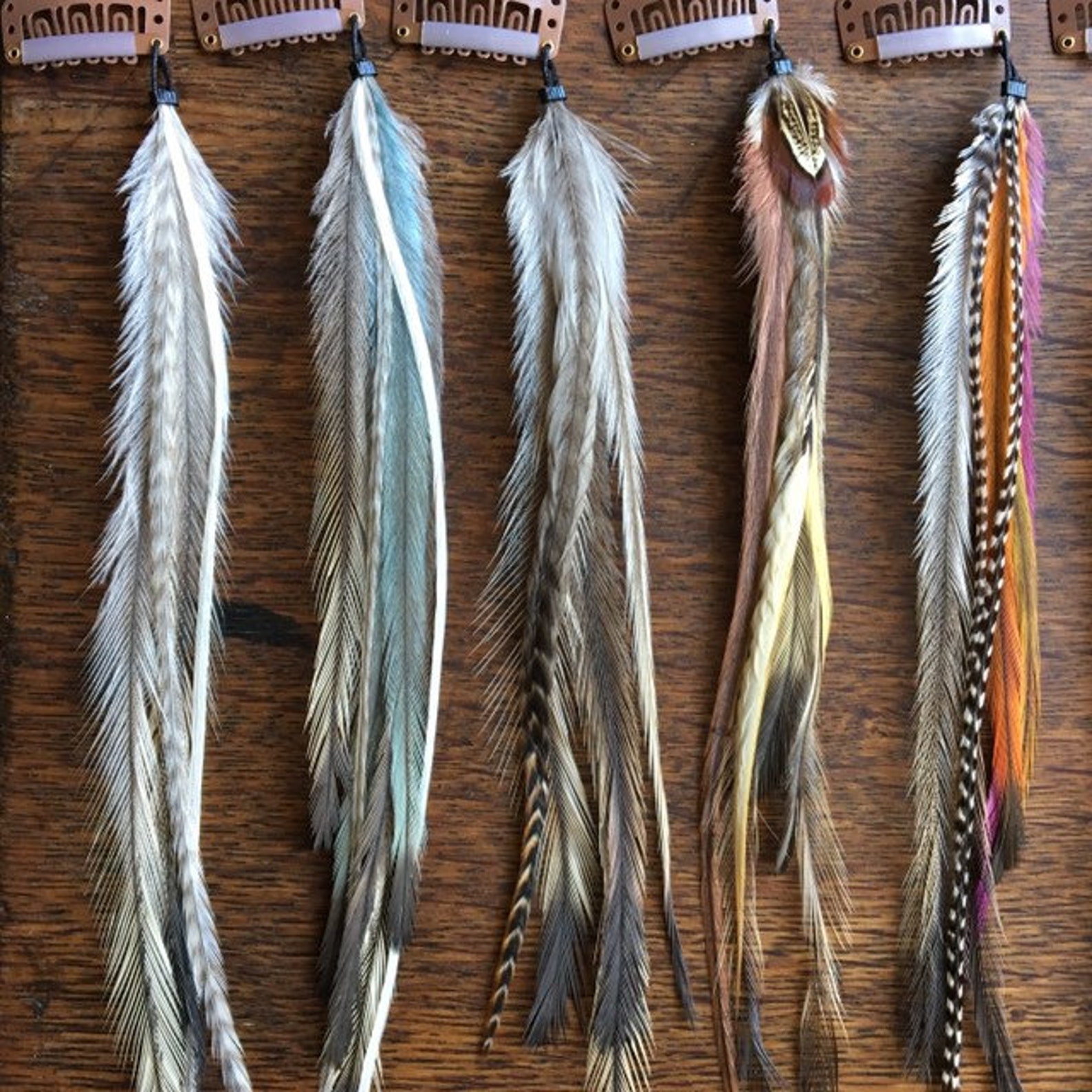 Long Feather Hair Clip in Extensions / Feather Hair Extensions Etsy