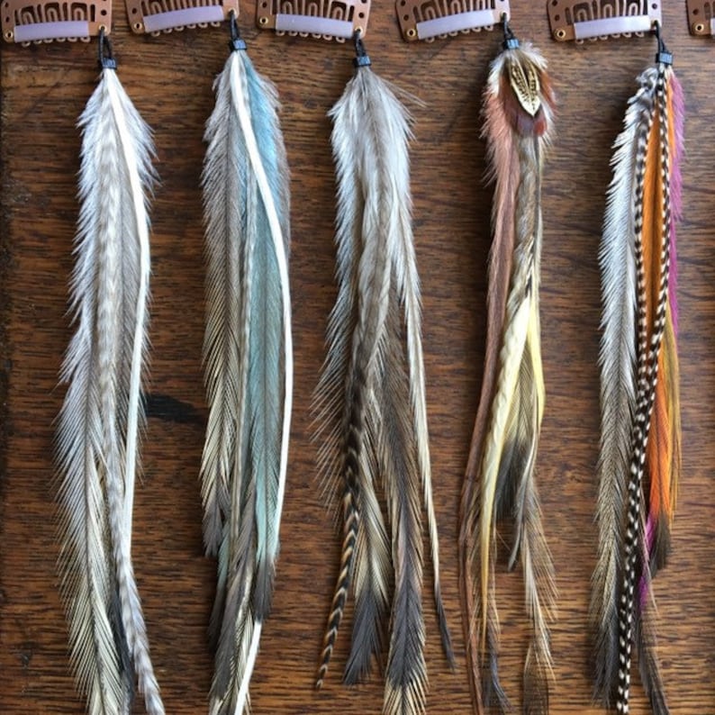 Long Feather Hair Clip in Extensions / Feather Hair Extensions Etsy