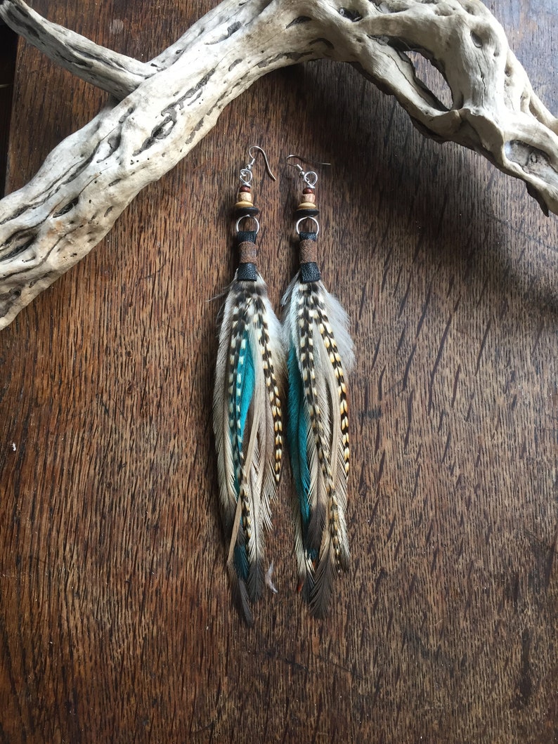 Real Feather Earrings Boho Feather Earring Hoop Earrings Etsy