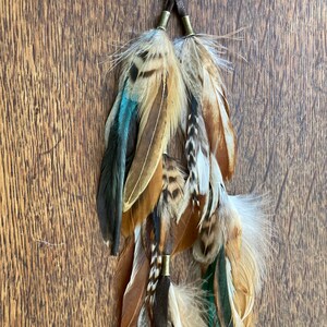 Extensions de cheveux à plumes longues Boucle doreille longue plume Pinces à cheveux en plumes Boucles doreilles en vraies plumes / Bijoux Boho / Bijoux tribaux / Cadeaux OOAK image 5
