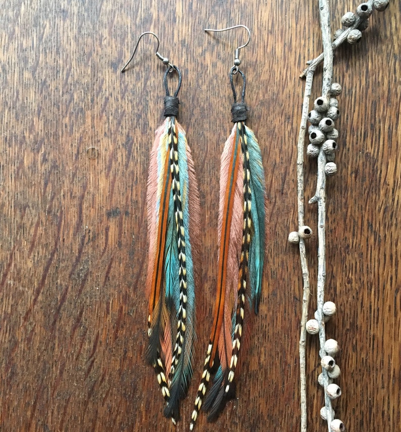 Long Feather Earrings Real Feather Earrings Southwestern Etsy