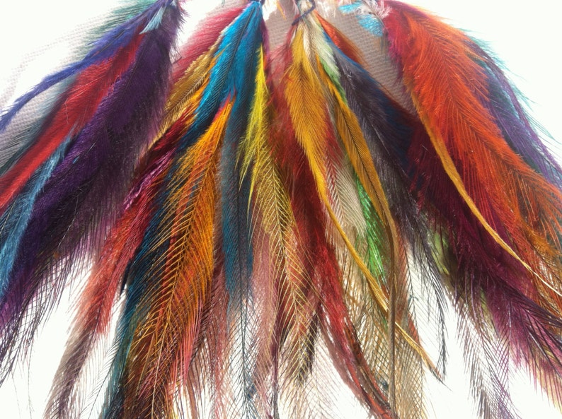 FEATHERS SECONDS Extensions de cheveux en plumes d'émeu, artisanat de plumes, pinces à cheveux en plumes, attrape-rêves, chapellerie, plumes de chapeau, boucles d'oreilles en plumes image 5