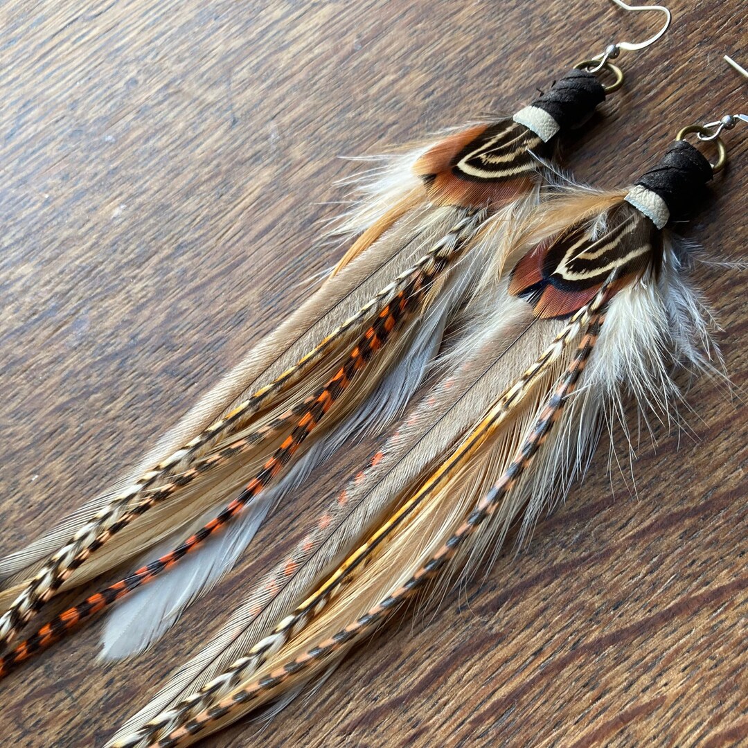 Buy Long Pheasant Feather Earrings: Handmade Boho Festival Jewelry Online  in India