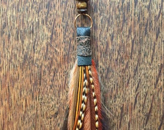 Long Feather Earring: Handmade Boho Beaded Hoop, Tribal Jewelry