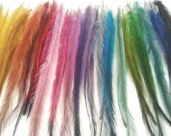 Long Emu Feather Hair Extensions 50 pieces/Hair Feathers/Feather Hair Clip/Wholesale/Craft Supplies//Hairdresser Supplies//Feather Earrings