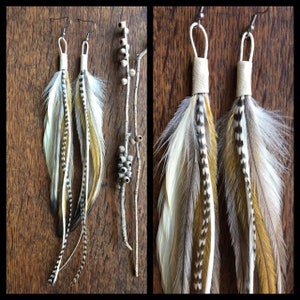 Long White Feather Earrings | Real Feather Earrings | Gold Earrings, Boho Wedding Earrings | Boho Jewellery, Boho Bridal Jewelry, Present