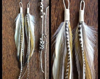 Long White Feather Earrings | Real Feather Earrings | Gold Earrings, Boho Wedding Earrings | Boho Jewellery, Boho Bridal Jewelry, Present
