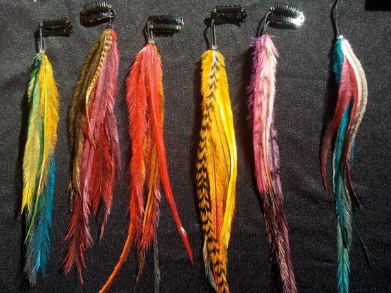 Long Feather Hair Extension Clips, Hair Feathers, Feather Hair Clip,  Feather Hair Extensions, Clip in Extensions, Boho Hair Accessory, Gifts 