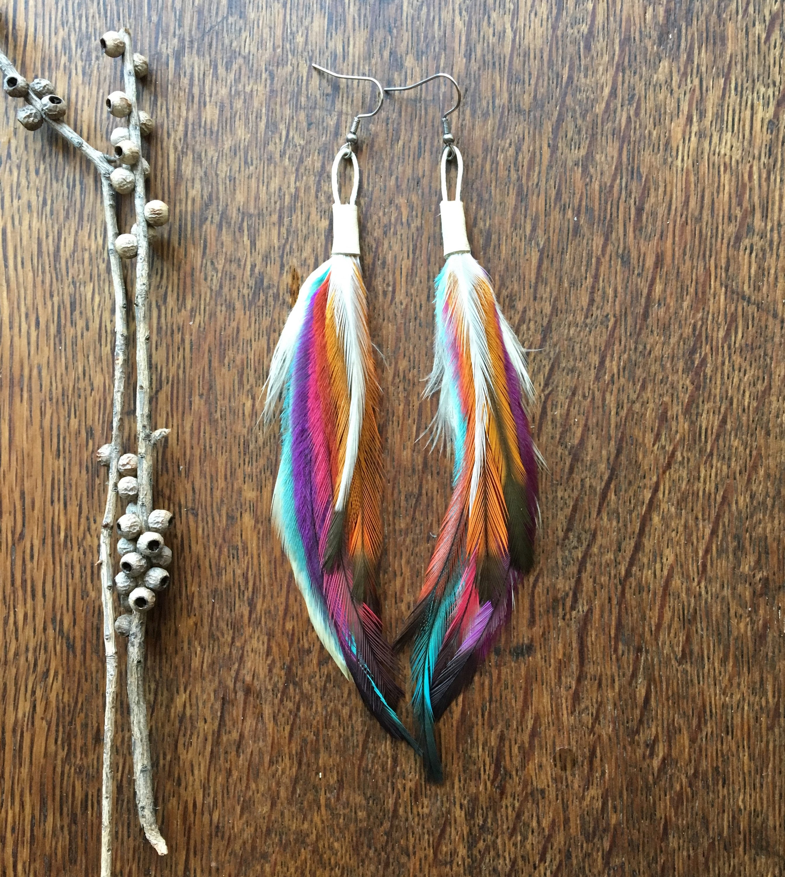 Rainbow Feather Earrings: Fun Festival Jewelry LBGTQIA+ - Etsy