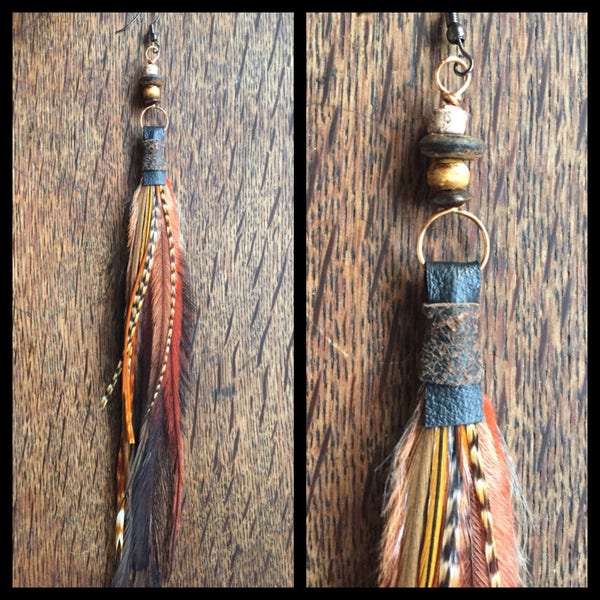 Long Feather Earring, Single Feather Earring, Hoop Earrings, Hair Feather Extension, Jewelry, Boho Jewellery and Accessories