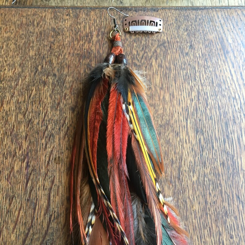 Long Feather Hair Extension Long Feather Earring Feather Etsy