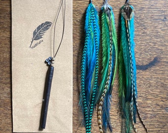 Boho Feather Hair Extensions DIY Kit: Emu & Rooster Feathers