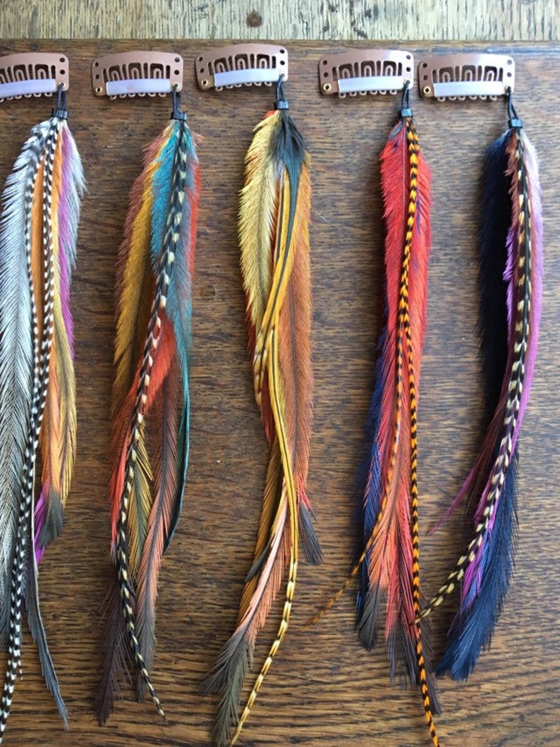 Hair Feather Extension Clip In//feather Hair Clips//bohemian Etsy