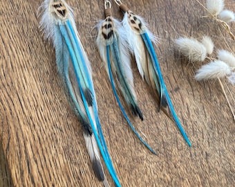 Long Feather Hair Extension Clip and Feather Earrings Jewelry Set: Bohemian Festival Accessories