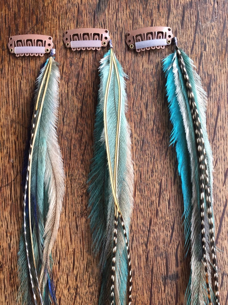 SET OF 4 Long Feather Hair Extension Clips Hair Feathers Etsy Australia