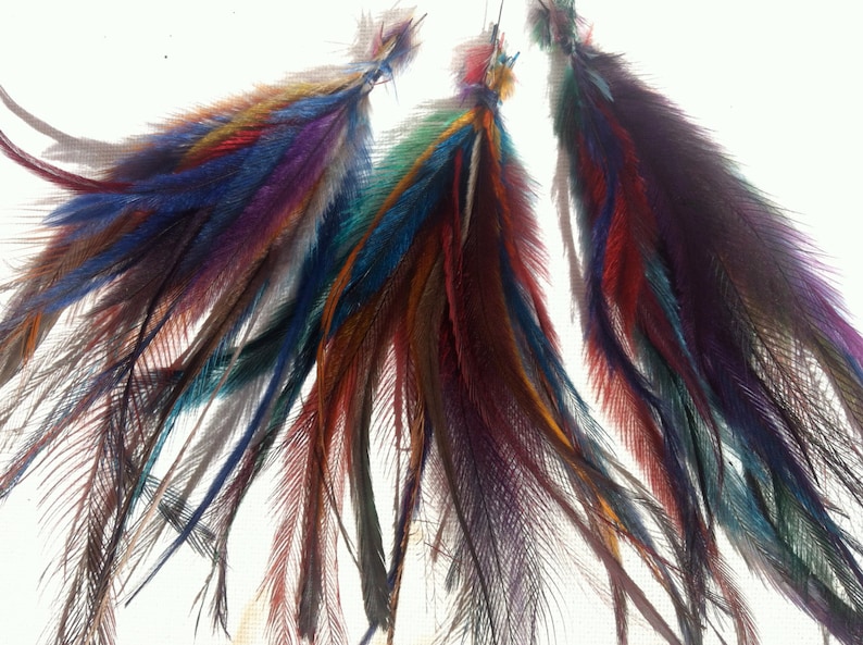 FEATHERS SECONDS Extensions de cheveux en plumes d'émeu, artisanat de plumes, pinces à cheveux en plumes, attrape-rêves, chapellerie, plumes de chapeau, boucles d'oreilles en plumes image 3