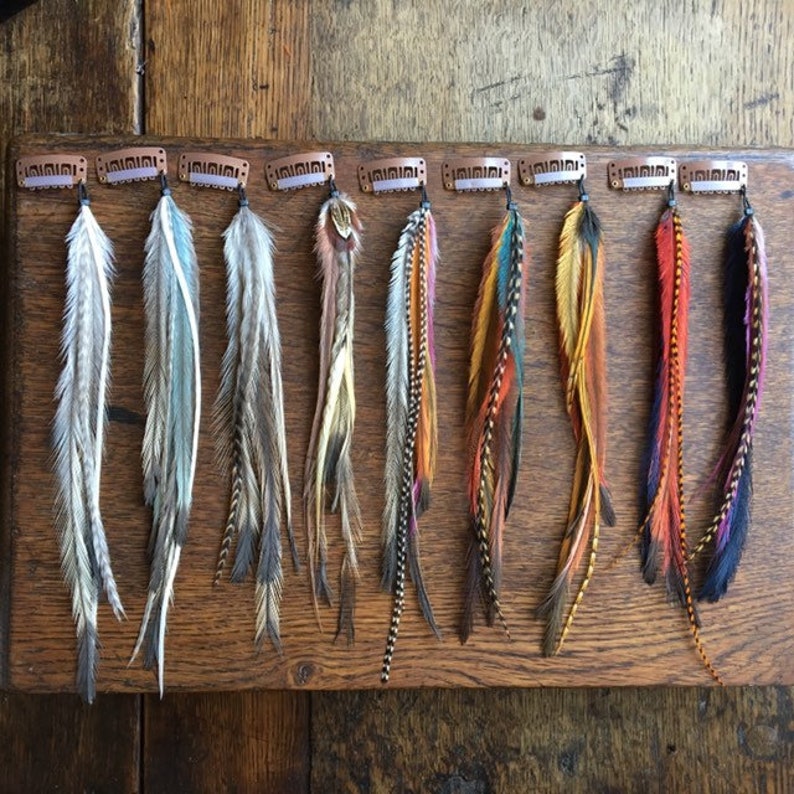 Long Feather Hair Clip in Extensions / Feather Hair Extensions Etsy