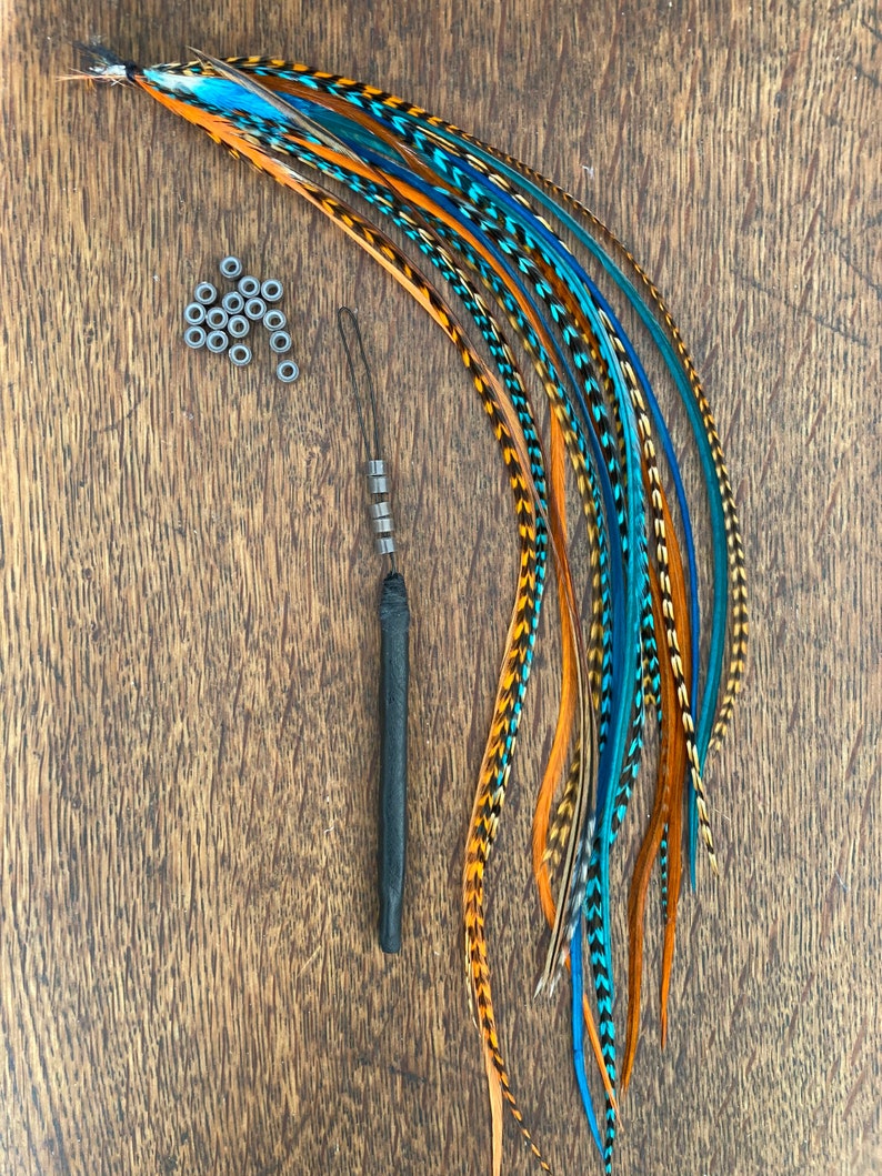 Feather Hair Extensions Kit/ DIY Hair Feathers Long Rooster Etsy