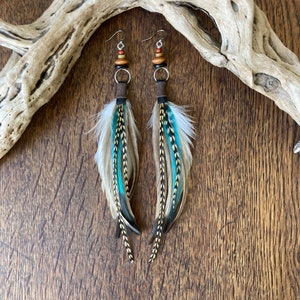 Real Feather Earrings, Boho Feather Earring, Hoop Earrings, Bohemian Jewelry, Boho Jewellery, Gifts For Women, Beaded Feather Earrings image 8