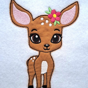 Embroidery file fawn Ruby applique doodle 13x18