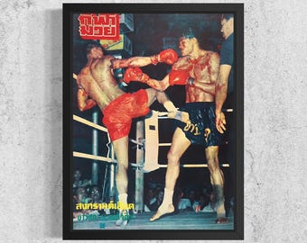 Bloodline - Vintage Muay Thai Poster: Golden Era High Kick Fight Art (Matte Finish)