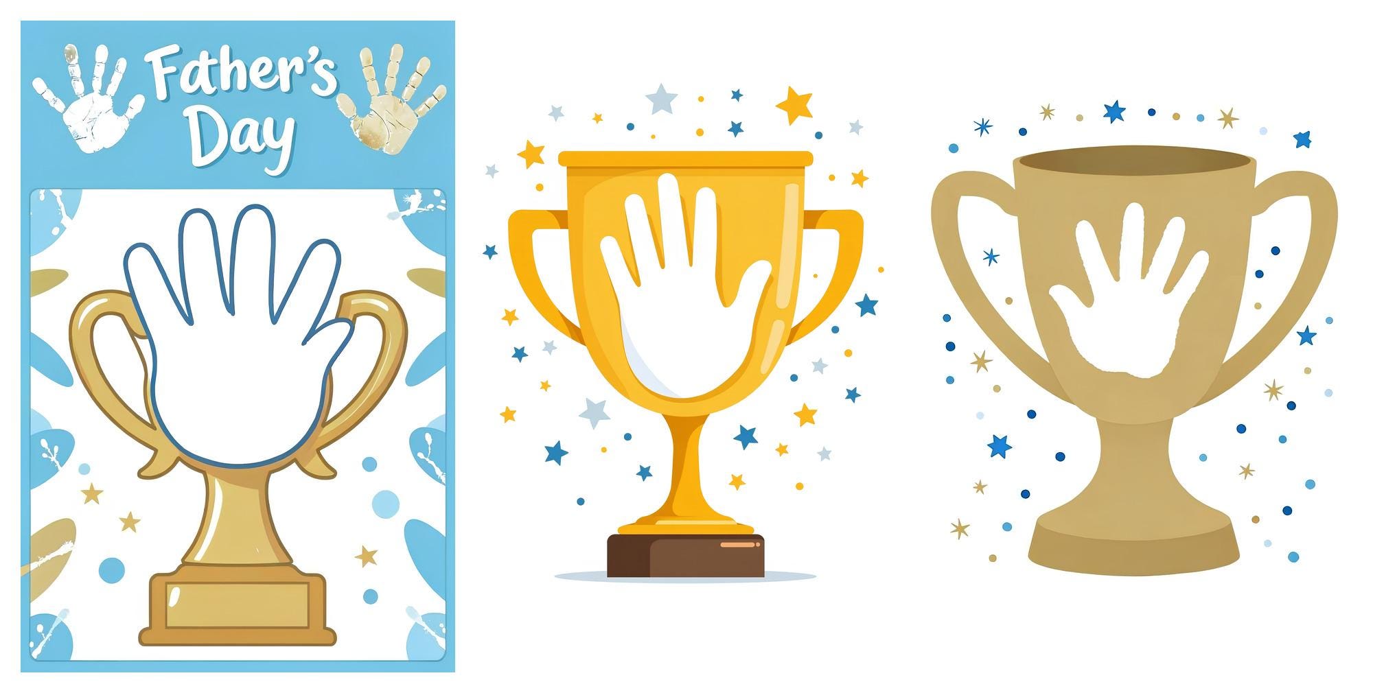 Fathers Day Handprint Trophy | Printable Digital Download - Etsy