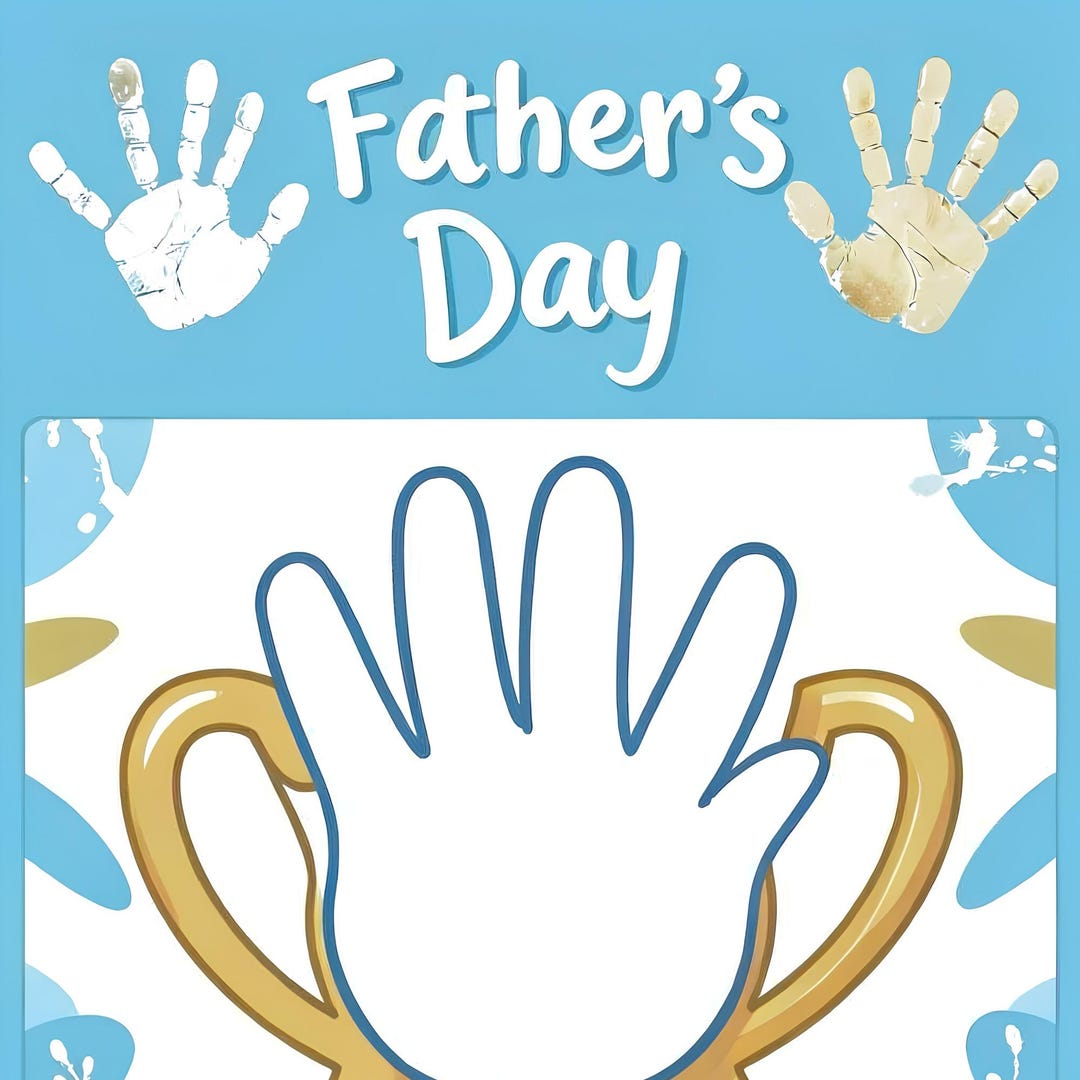 Fathers Day Handprint Trophy | Printable Digital Download - Etsy
