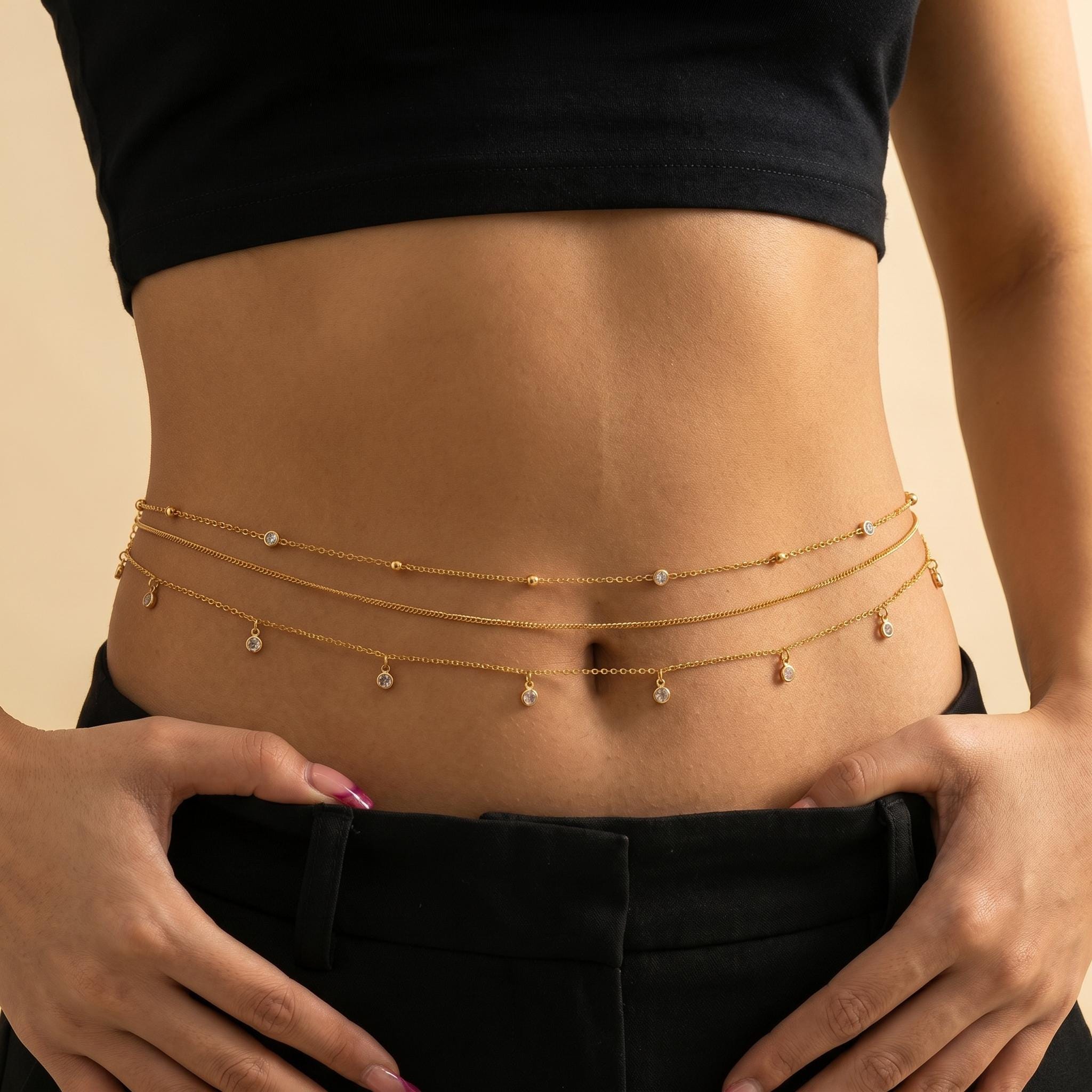Gold Multi Chain Layered Waist Statement Belt Layered Gold Belt - Etsy main image 3